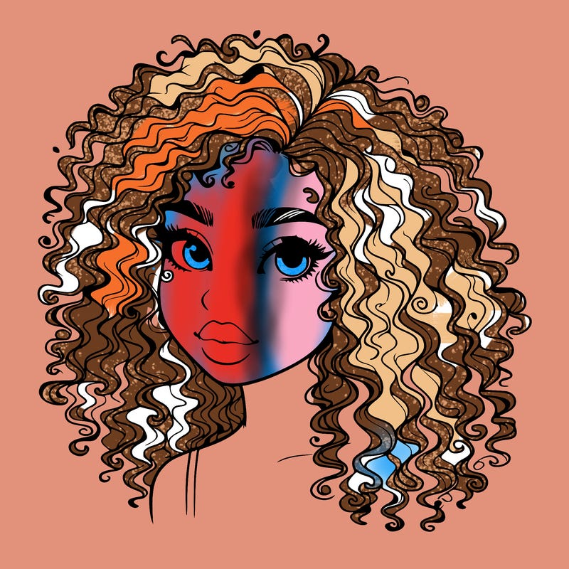 girl with curly hair realistic