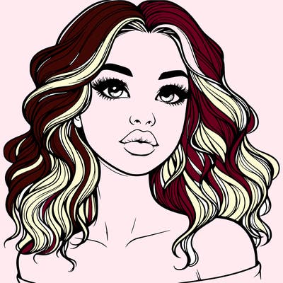 realistic girl with wavy hair and lips
