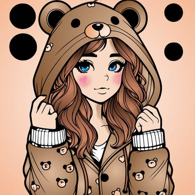 realistic girl in a animal pjs hoodie