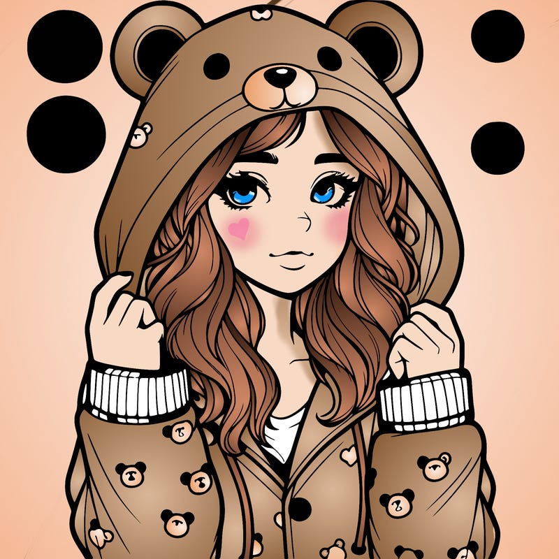 realistic girl in a animal pjs hoodie