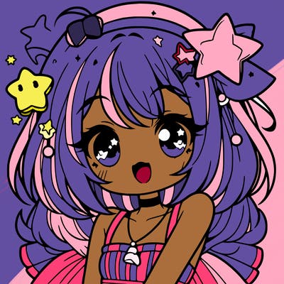 cute anime girl with star accessories