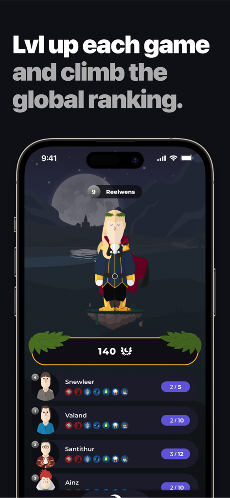 Wolfy - Wolfy game interface showing global player ranking and leveling up system
