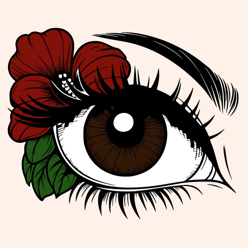 realistic eye with flower