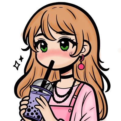 teenage girl drinking boba