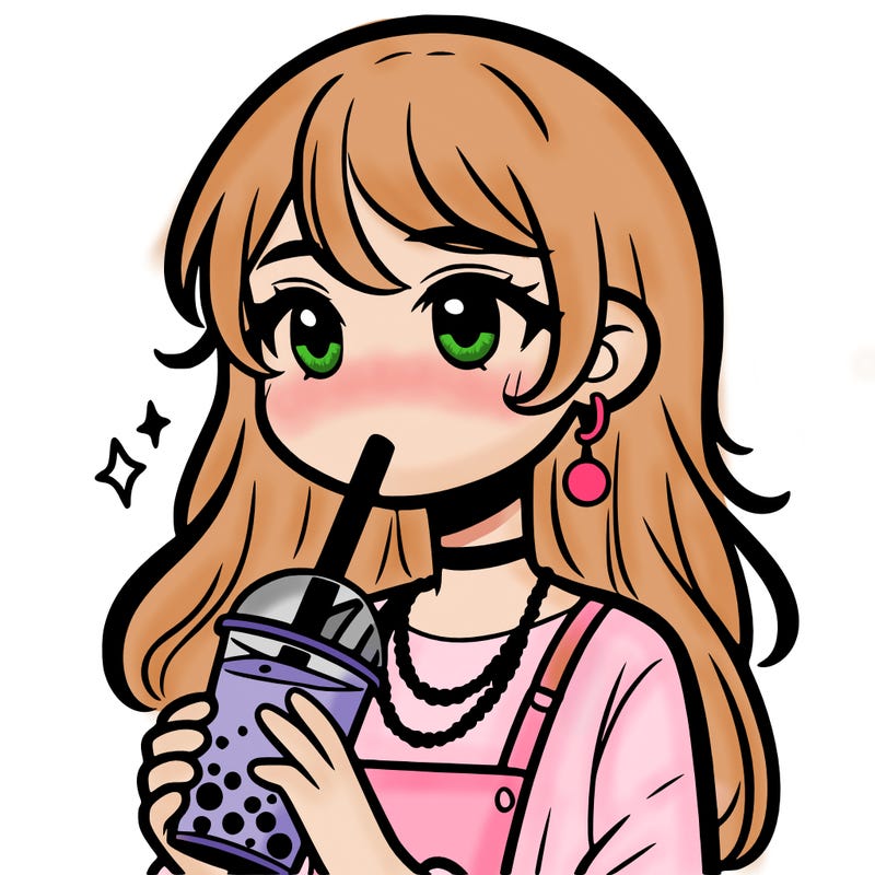 teenage girl drinking boba