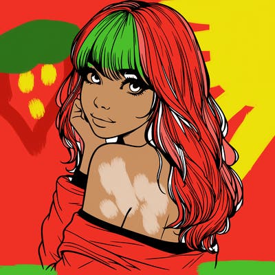 realistic girl with bangs looking over her shoulder