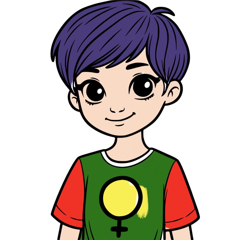 girl with pixie cut and feminist shirt