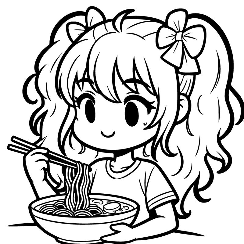 a girl eating ramen
