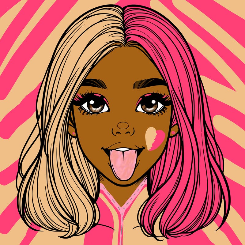 realistic girl with her tongue out