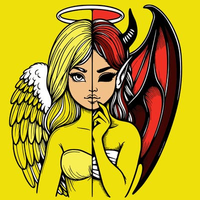 realistic angel half demon