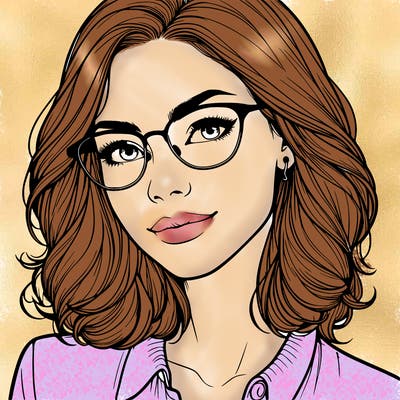 realistic woman with glasses