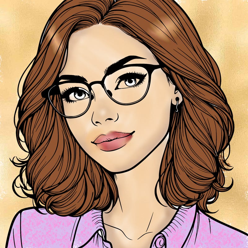 realistic woman with glasses