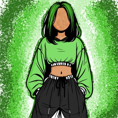 realistic girl faceless with baggy pants and a crop top