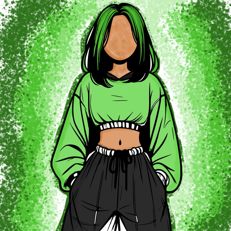 realistic girl faceless with baggy pants and a crop top
