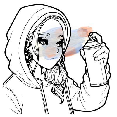 a realistic girl, spray painting