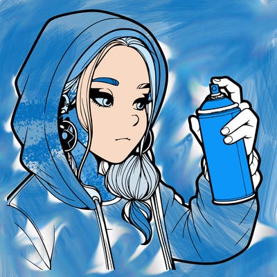 a realistic girl, spray painting