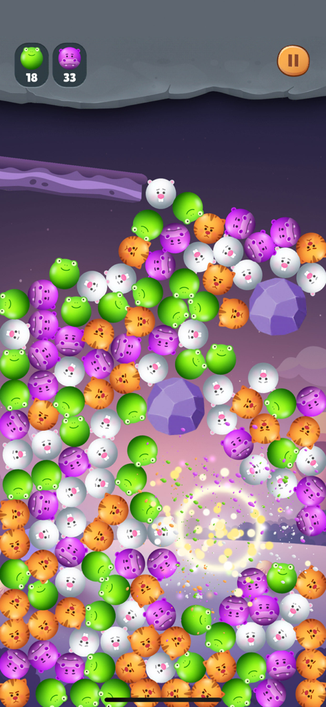 Baby Games: Bubble Pop - Gameplay screen of Baby Games Bubble Pop showing colorful animal-themed bubbles and a popping animation.