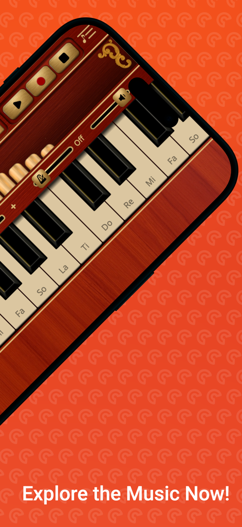 Street Organ - A digital street organ app interface with piano keys and recording controls