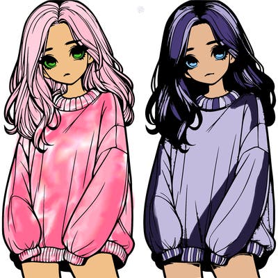 realistic girl with baggy sweater