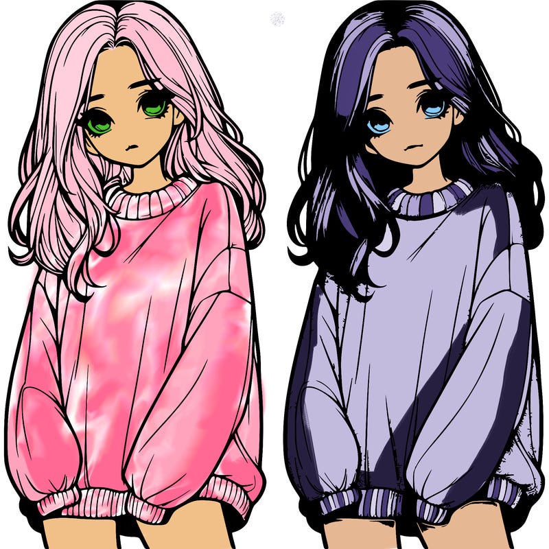 realistic girl with baggy sweater