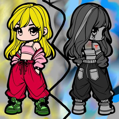 girl in crop top and baggy pants