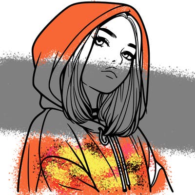 a realistic girl in a hoodie