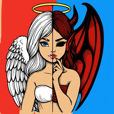 realistic angel half demon