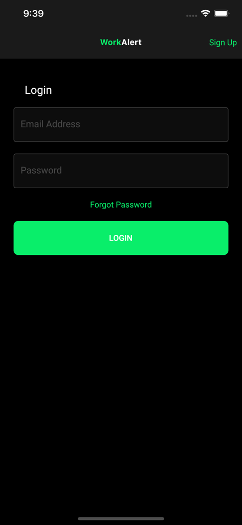 WorkAlert for Upwork - Tela de login do aplicativo WorkAlert para freelancers do Upwork