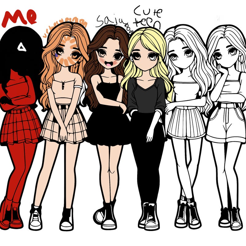 a group of girls realistic