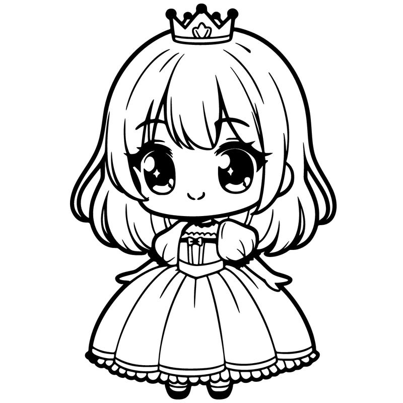 little cute manga girl in a princess dress