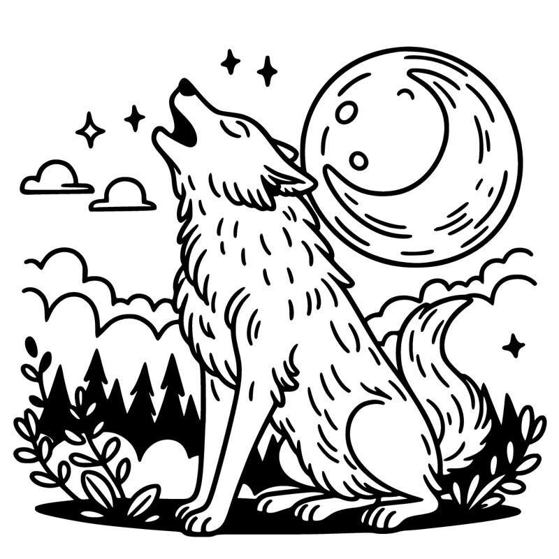 wolf howling at the moon