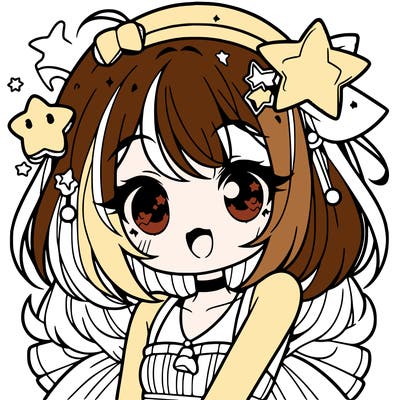 cute anime girl with star accessories