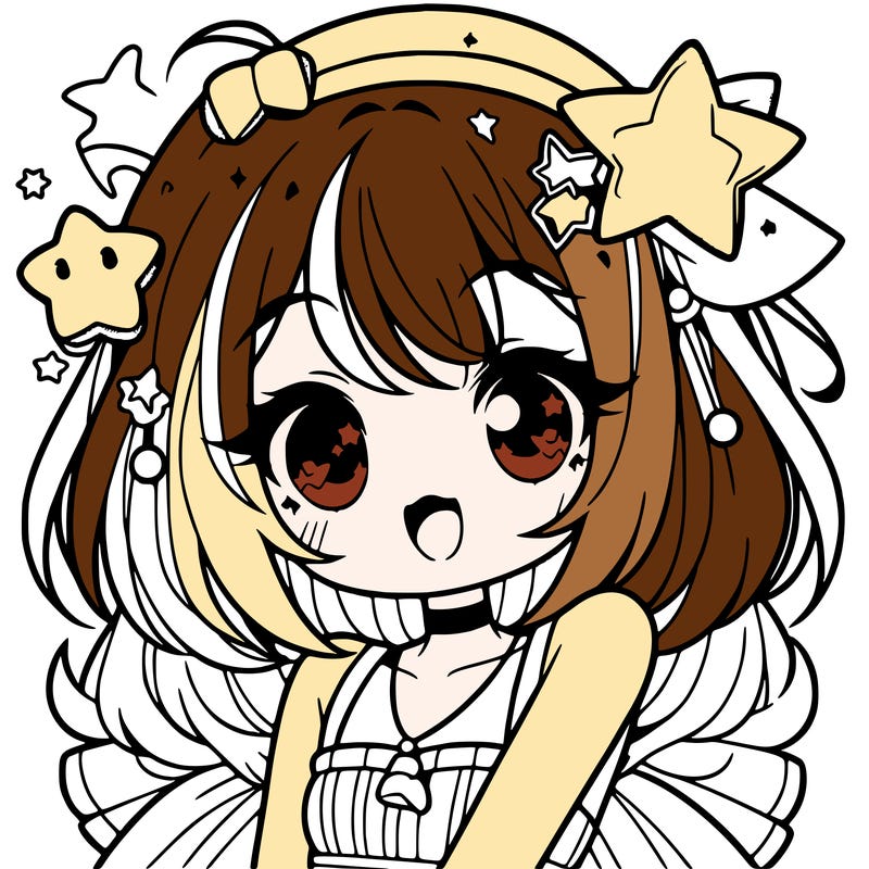 cute anime girl with star accessories