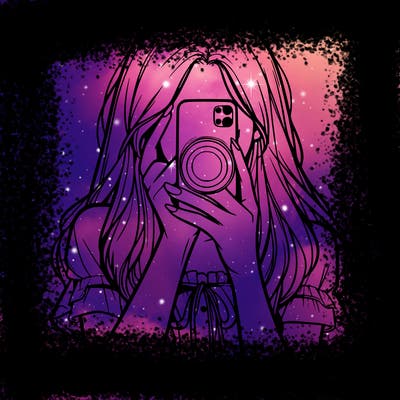 a realistic girl holding her phone taking pictures