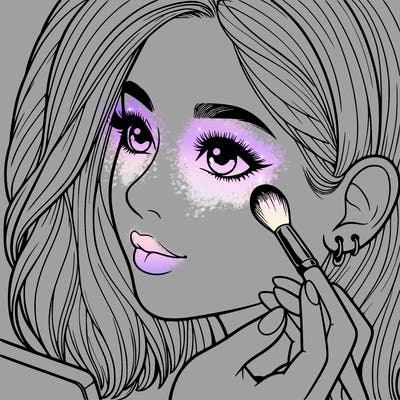 a realistic girl doing her makeup