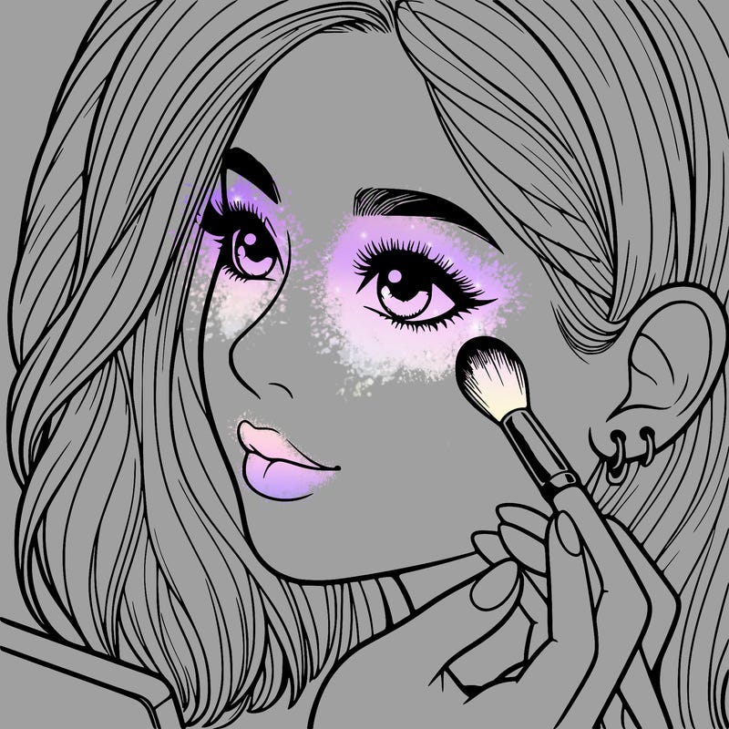 a realistic girl doing her makeup