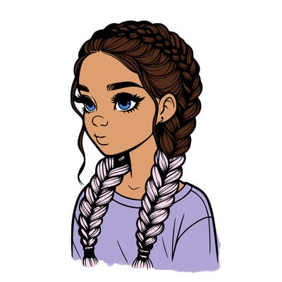 realistic girl with braids