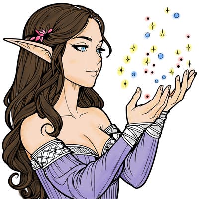 realistic elf girl doing magic