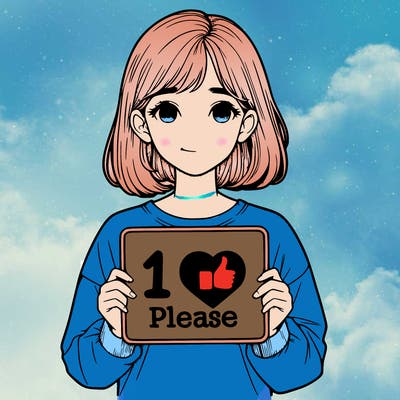 realistic girl holding a sign that says 1 like please