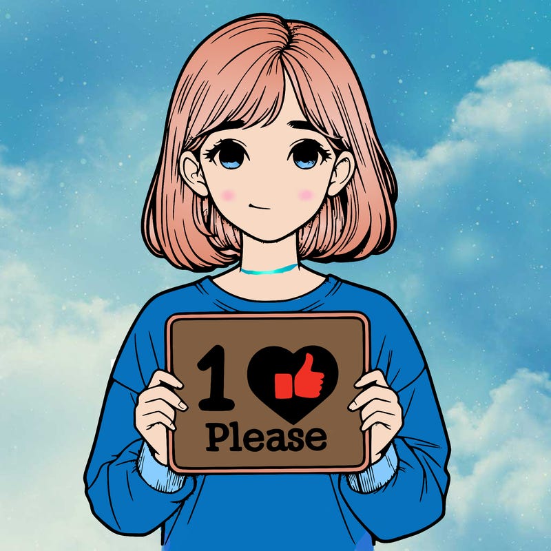 realistic girl holding a sign that says 1 like please
