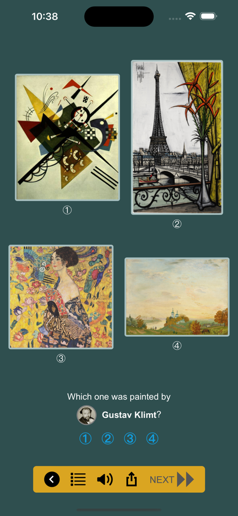 Modern Paintings Vol.3 - Art history quiz in the Modern Paintings app asking to identify a work by Gustav Klimt