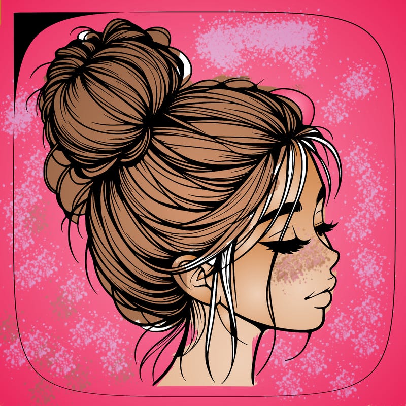 realistic girl with a messy bun