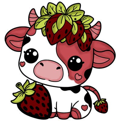 cute strawberry cow