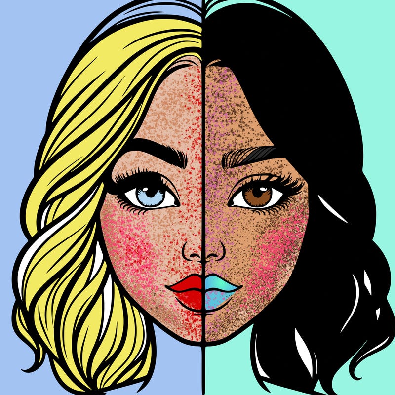 realistic girl split half