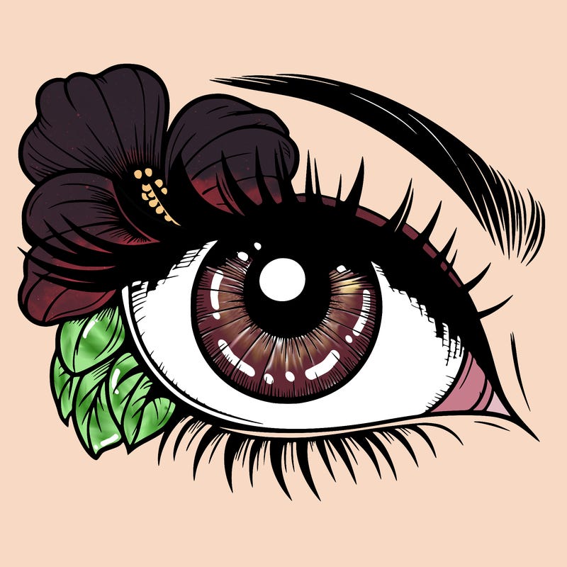 realistic eye with flower