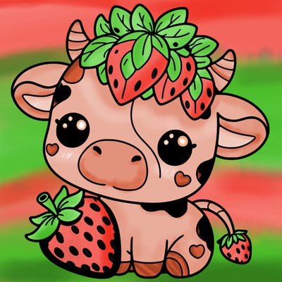 cute strawberry cow