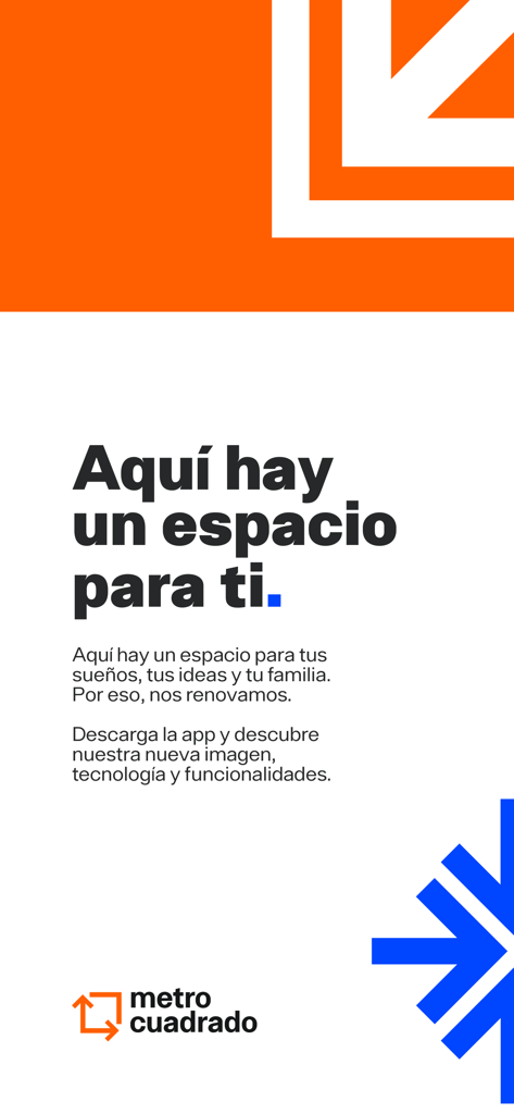Metrocuadrado - Metrocuadrado real estate app welcome screen featuring the slogan in Spanish