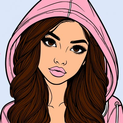 realistic beautiful girl with a hood on