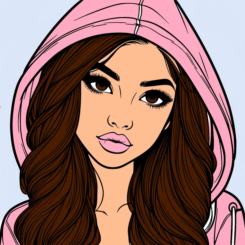 realistic beautiful girl with a hood on