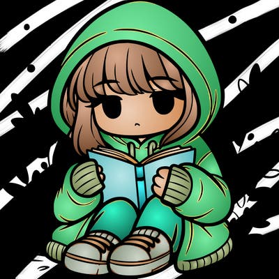 girl in oversized hoodie reading a book